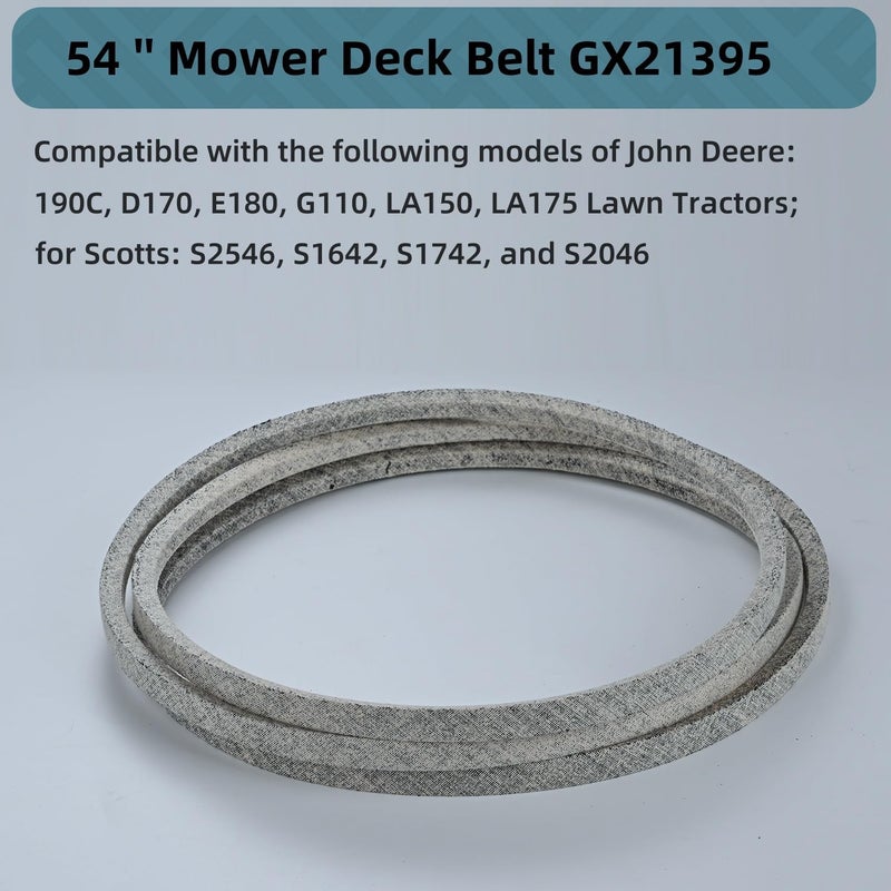 Holdly 161" x 5/8" GX21395 Mower Deck Belt, 54 inch Deck Drive Belt for John Deere 190C, D170, E180, G110, LA150, LA175 Lawn Tractors Deck Belt Made of Kevlar Cord (GX21395) - Image 1